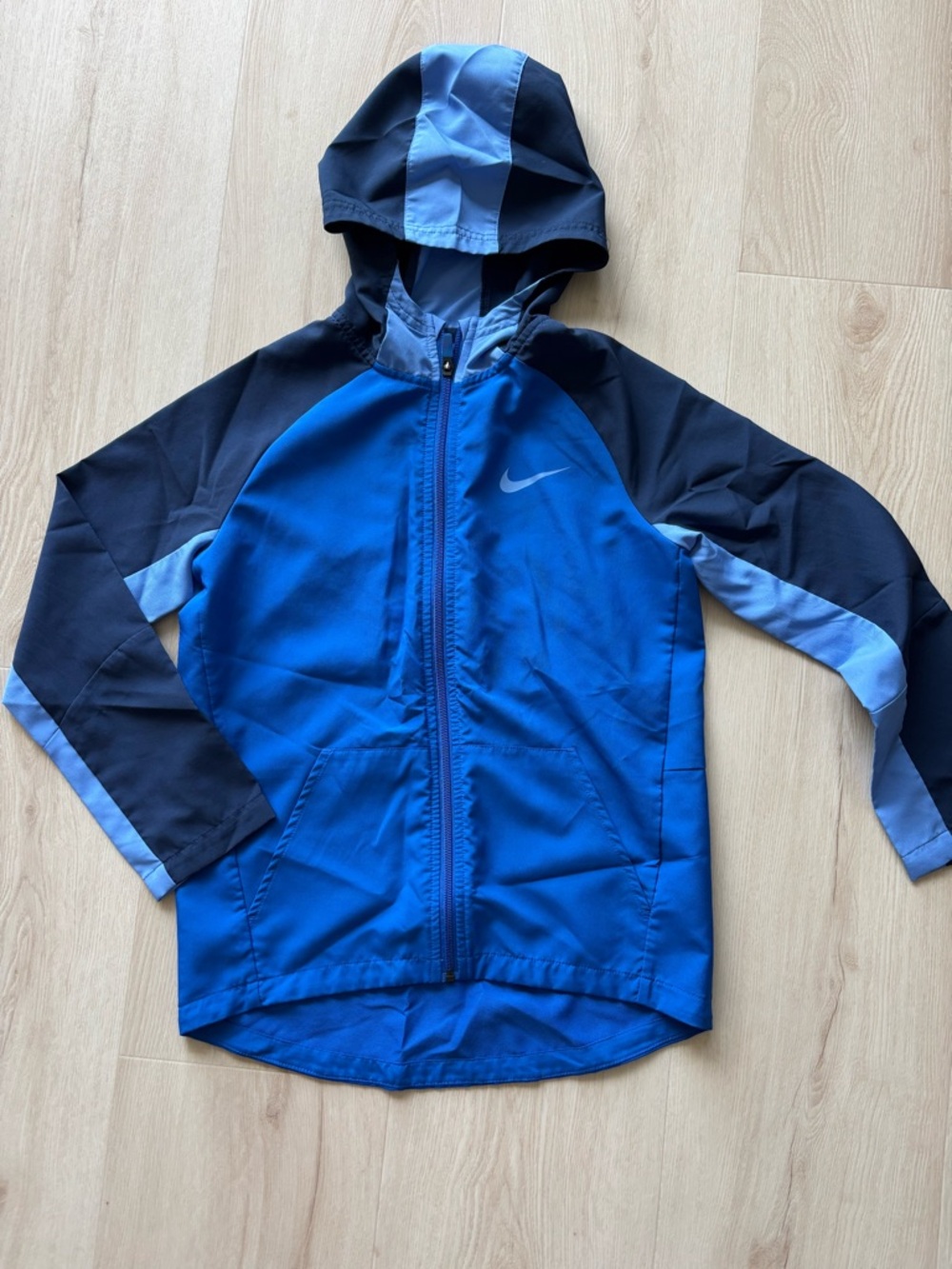 Nike Boys' Blue & Navy dri-fit Hooded Windbreaker Jacket